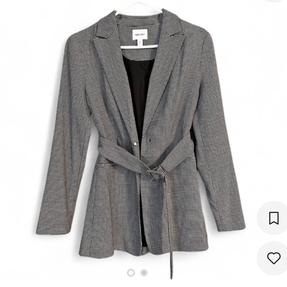 Nine West Black and White Checkered Blazer